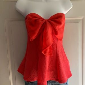 WORN ONCE 🎀 Strapless Pink top with bow 🎀